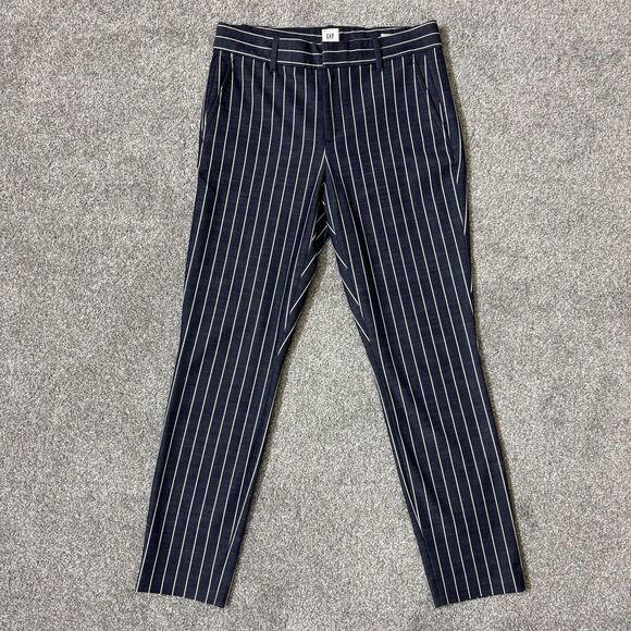 GAP Pants Womens 4 Navy Stripe Signature Skinny Ankle Work Office Stretch - Picture 1 of 13
